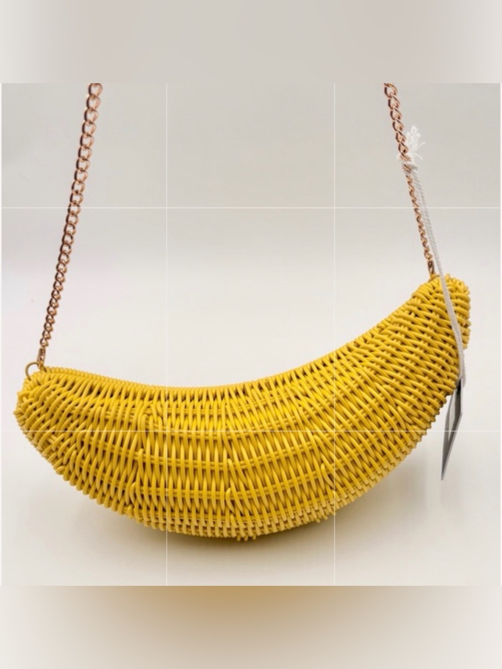 Haute Hippie Style Yellow Wicker Banana Gold Chain Crossbody Bag NWT - Picture 2 of 13
